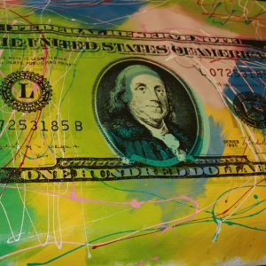 STEVE KAUFMAN (SAK) OLD $100 BILL ORIGINAL SIGNED ART