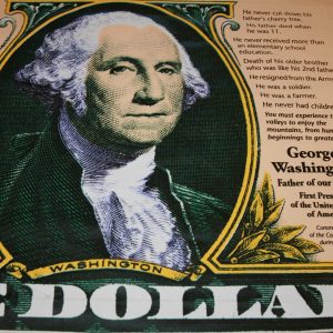 STEVE KAUFMAN (SAK) GEORGE WASHINGTON $1 ORIGINAL SIGNED ART