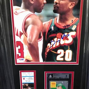 Gary Peyton rookie signed X Bulls Ticket stub Michael Jordan