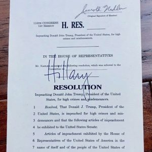 Hillary Clinton / Donald Trump ARTICLES OF IMPEACHMENT Autograph