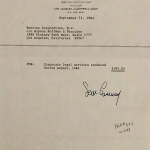 Sean Connery Signed 1984 Legal Agreement Authenticated (JSA)