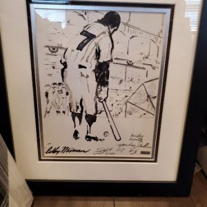 Leroy Neiman Original Mickey Mantle Authentic Authenticated Autographed