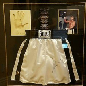 Muhammad Ali Autographed Authenticated Gild Fight shorts