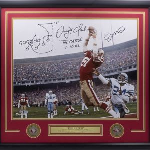 Joe Montana Jack Clark "The Catch" Autographed Authenticated custom framed