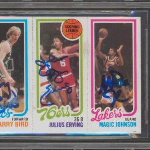 Bird Magic Erving Autographed Graded Rookie card