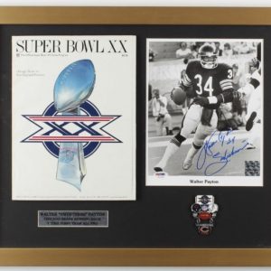 Walter Payton Autographed Authenticated Original Superbowl Photo and Program custom gold