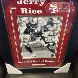 Jerry Rice Hall of Fame Authenticated Autographed custom framed and matted