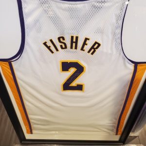 Derek Fisher Autographed Authenticated Lakers Home Jersey Custom framed and matted