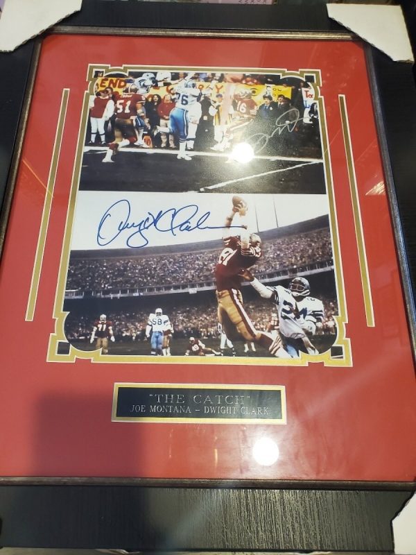 "The Catch"Joe Montana Dwight Clark Autographed Authenticated photo custom framed and matted
