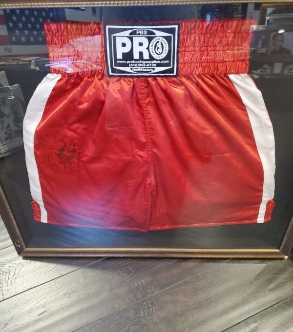 Manny Paqiau Autographed Authenticated fight shorts custom framed