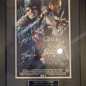 Captain America full cast Autographed Authenticated photo custom framed
