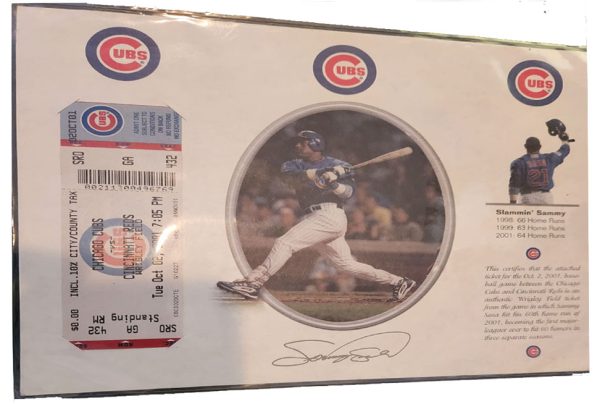 Sammy Sosa 60 HR 3rd straight season in a Row Authenticated Chicago Cubs ticket