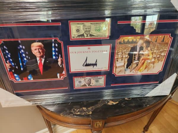 Donald Trump Our Journey Together Authenticated Autographed custom framed Suede matted with Original photos 21 x38