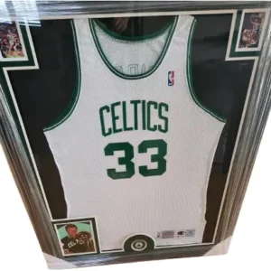 Larry Bird Autographed Authenticated custom framed and suede matted jersey